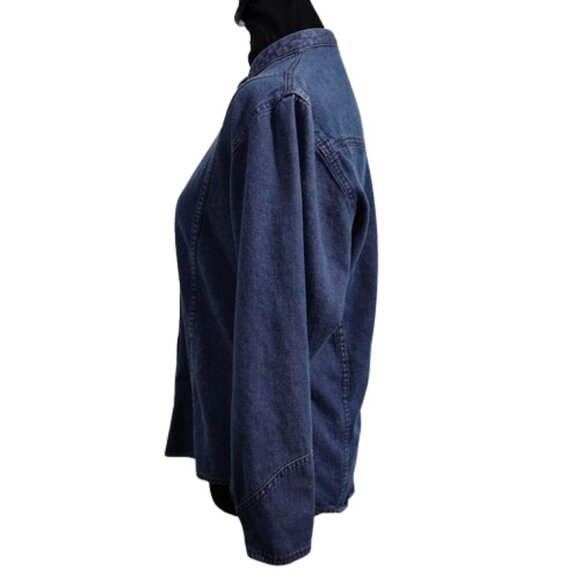 Western Wear for Women Wrangle Demin Blue and Pink Button Down Shirt Size Small - Picture 5 of 9